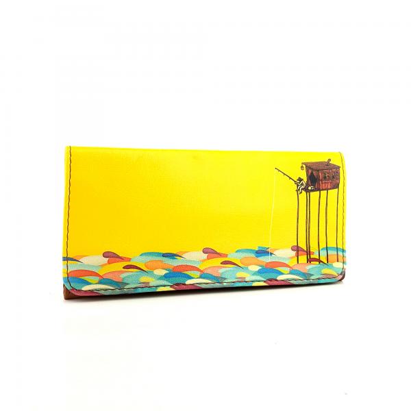 Perabags Baskılı Tütün Kesesi – Sarı Balıkçı Tasarım | Gizli Mıknatıslı ve Fermuarlı