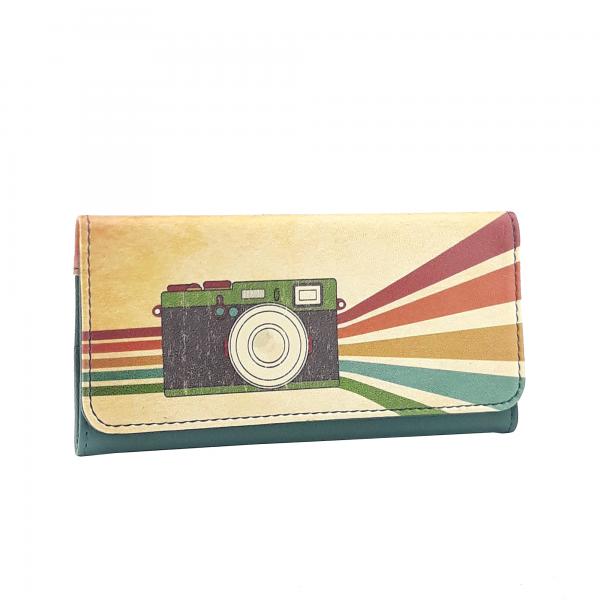 Perabags Yeşil Retro Kamera Baskılı Tütün Kesesi | Mıknatıslı ve Fermuarlı