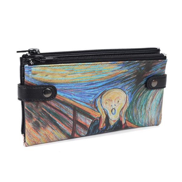 Edvard Munch Scream Baskılı Çıtçıtlı Tasarım Cüzdan