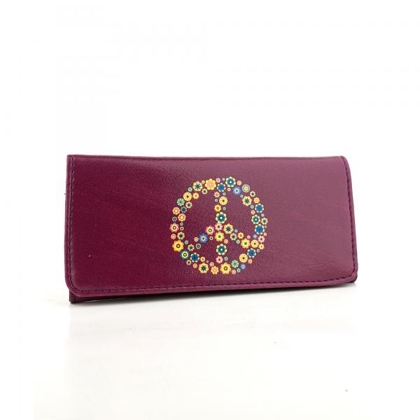 Perabags Çiçekli Barış Sembolü Baskılı Tütün Kesesi | Mıknatıslı ve Fermuarlı